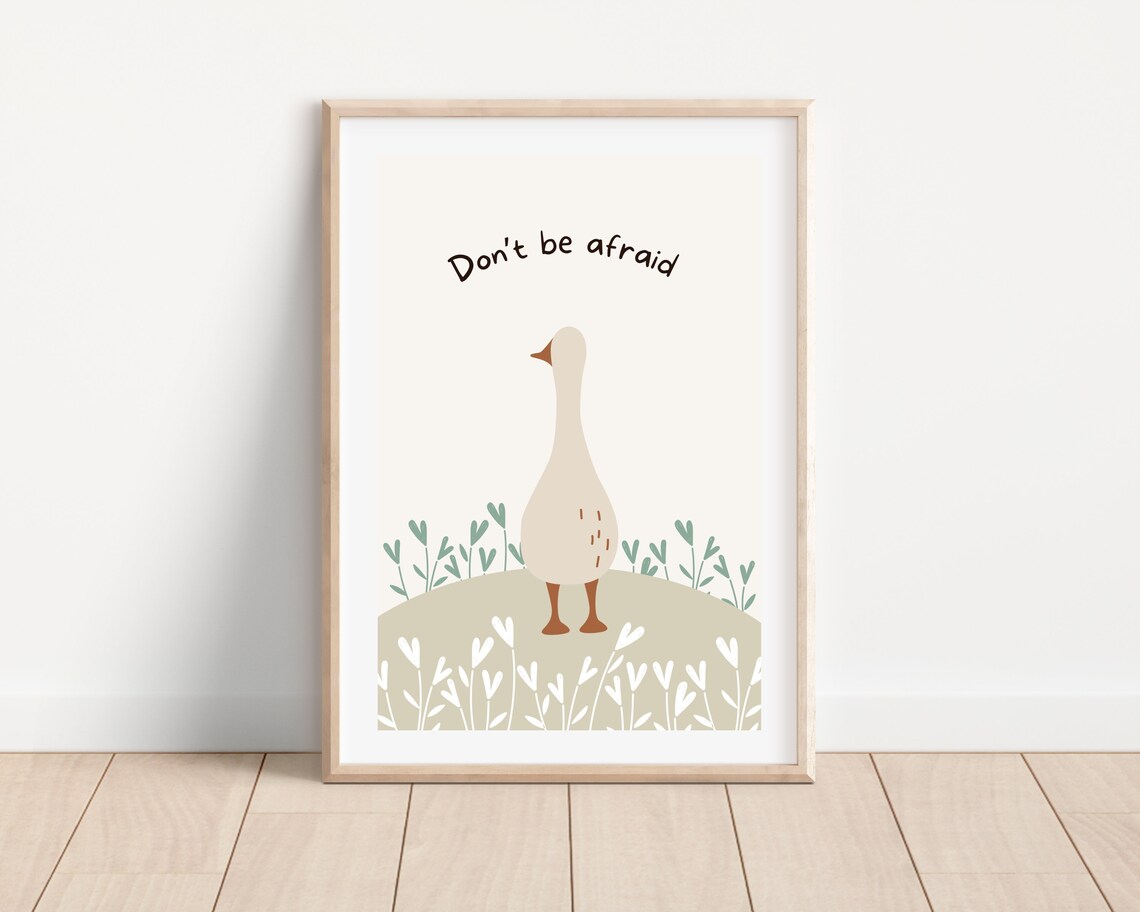 Cute Goose Boho Nursery Art Print, Goose Illustration