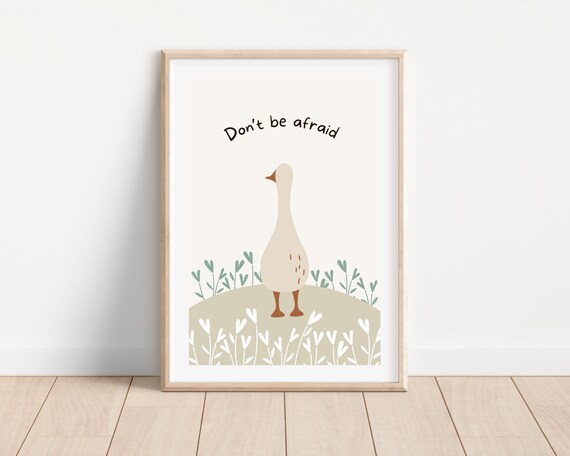 Cute Goose Boho Nursery Art Print, Goose Illustration