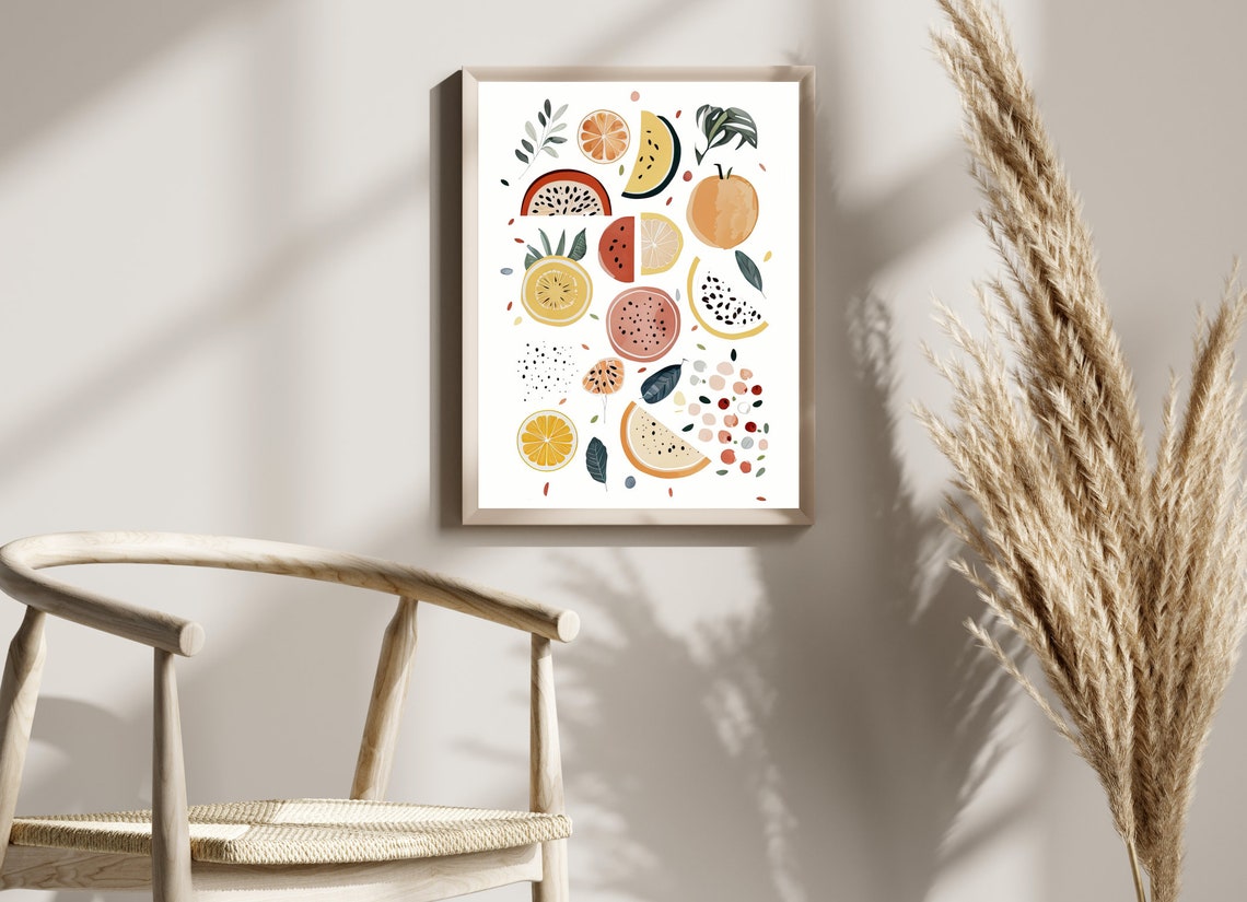 Fruit Wall Art Fruit Art Print Kitchen Decor Watercolor Decor Kitchen Watercolor Fruit Poster Boho Art Print Boho Kitchen Print - Image 2
