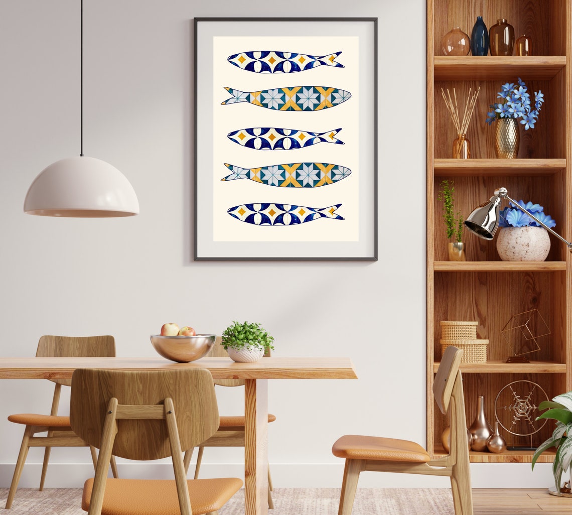 Portuguese Sardine Tile Print, Portugal Kitchen Decor - Image 3