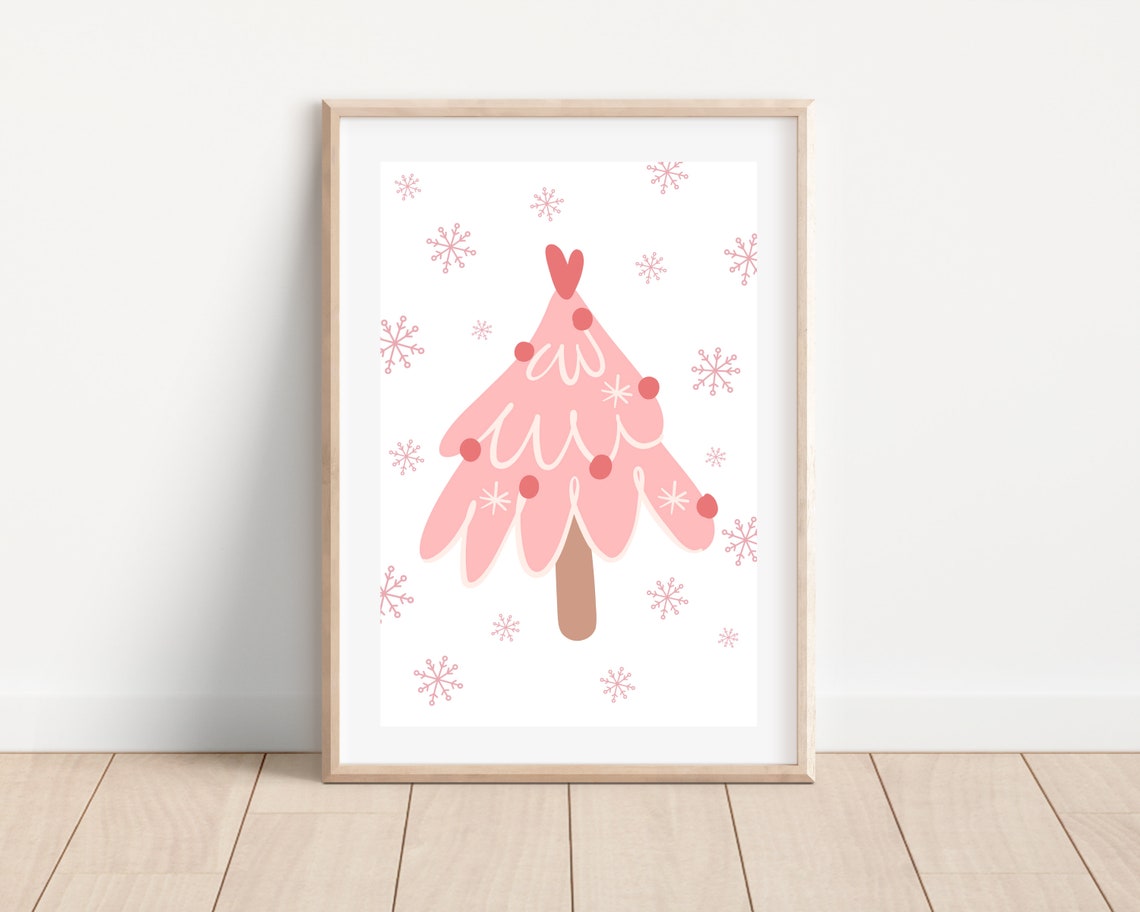 Pink Christmas Ornament Ball and Present Art Print - Image 3