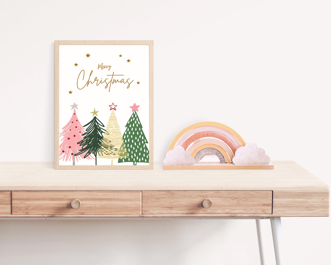 Merry Christmas Tree Boho Nursery Wall Art Print - Image 3