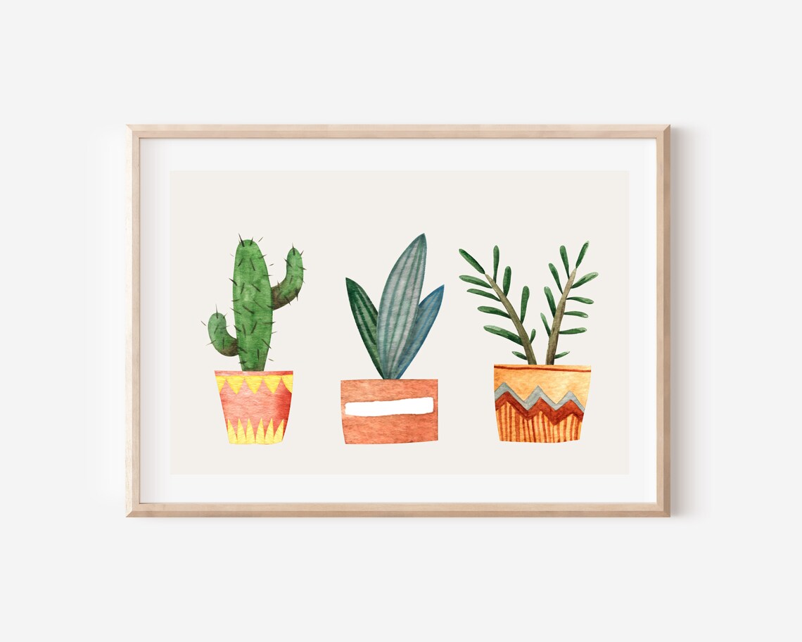 Boho Cactus Watercolor Poster Print, Botanical - Image 4