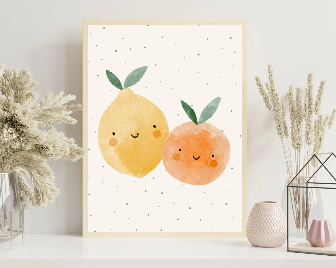 Lemon and Orange Watercolor Nursery Art Print - Image 2