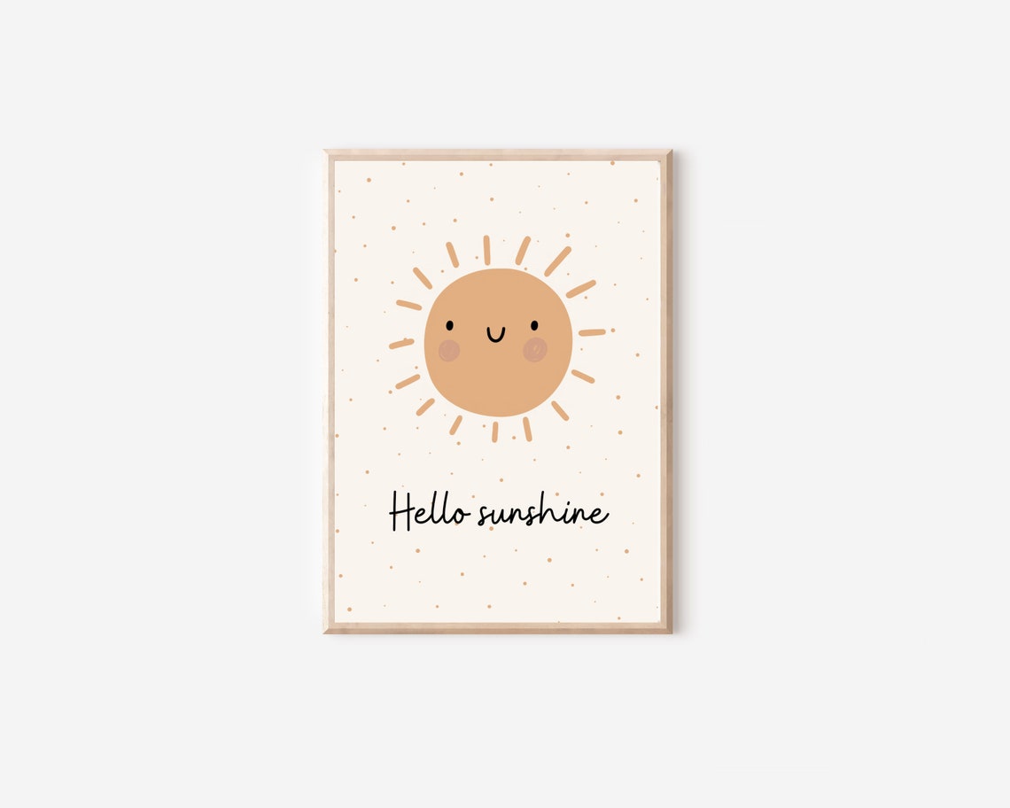 Hello Sunshine Boho Sun Nursery Wall Art Print - Image 4