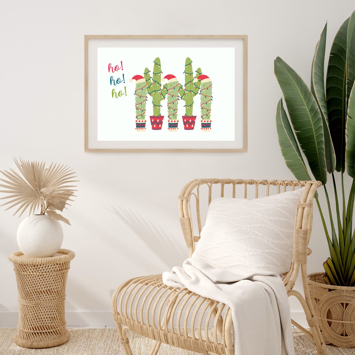 Funny Ho Ho Ho Christmas Cactus Holiday Poster Print - Image 3