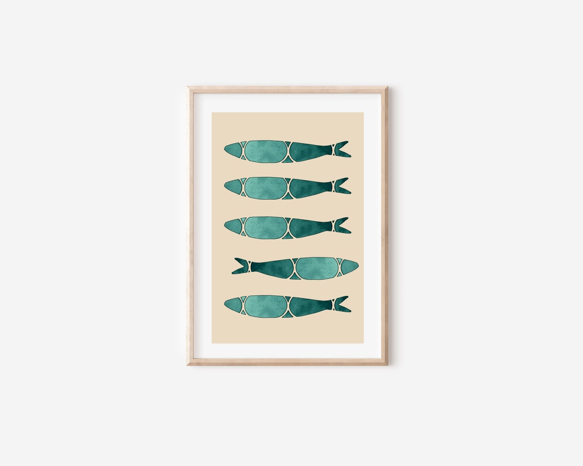 Portugal Sardine Print Portuguese Sardine Wall Art Green Sardine Art Portuguese Decor Print Portugal Tile Art Modern Kitchen Art Print - Image 4