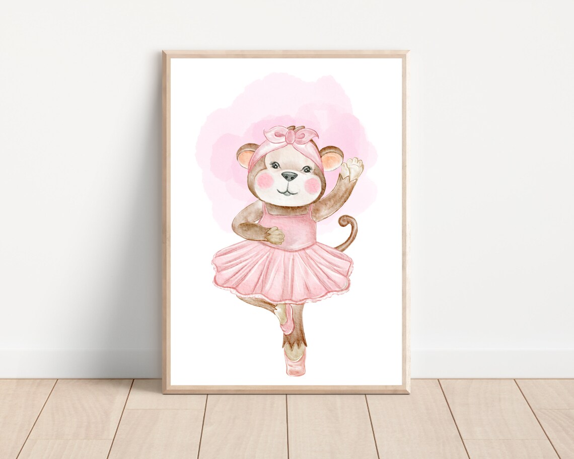 Baby Ballerina Animal Watercolor Nursery Art Set - Image 4