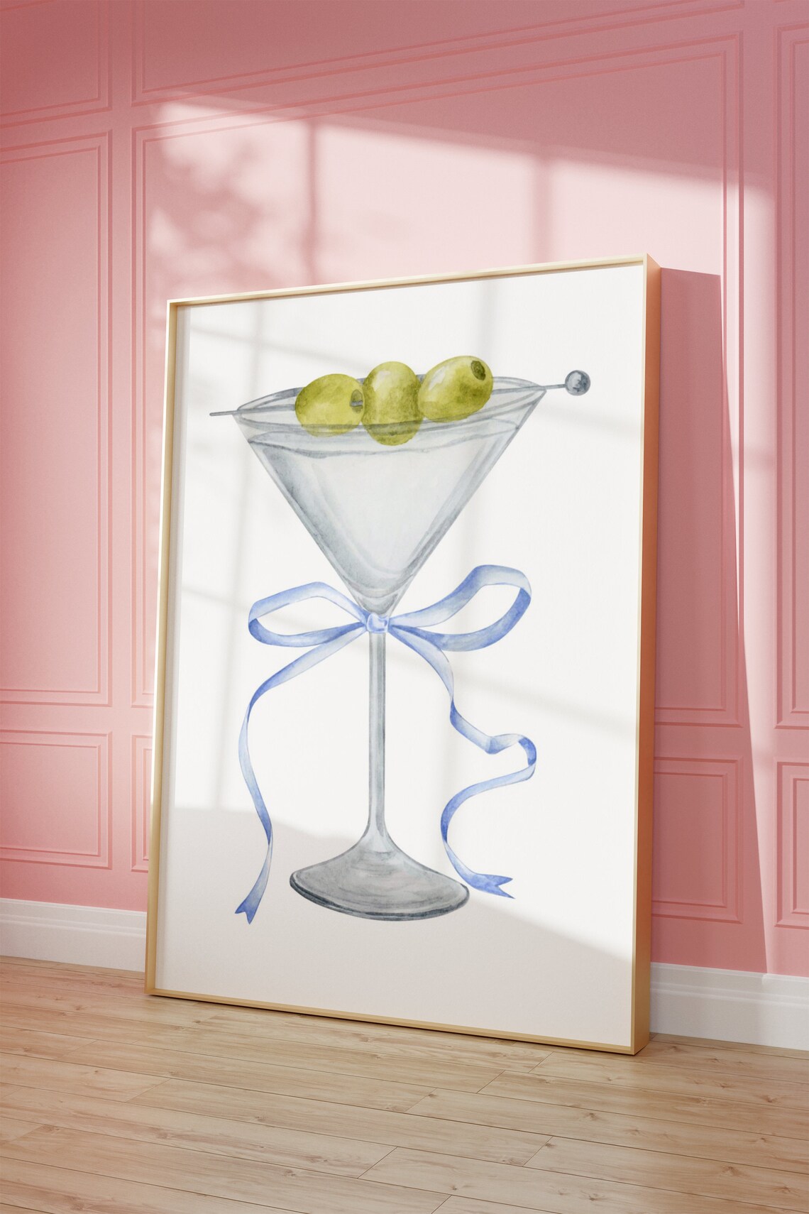 Coquette Martini Cocktail Bow Watercolor Art Print - Image 4