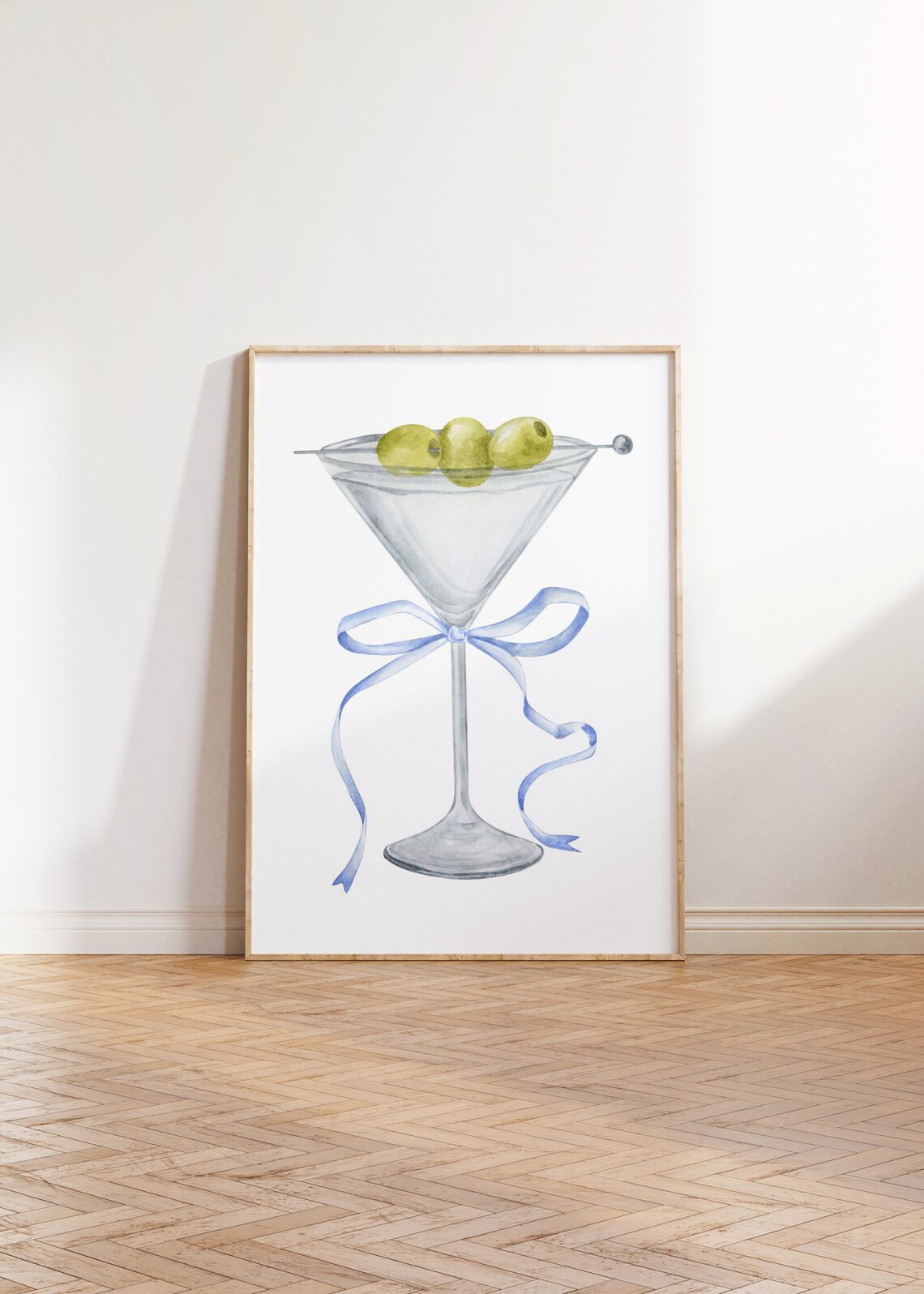 Coquette Martini Cocktail Bow Watercolor Art Print