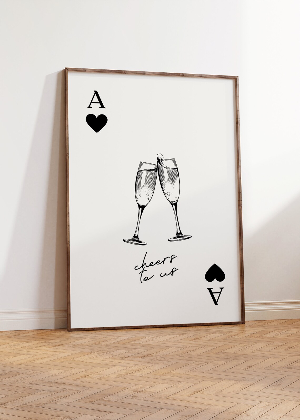 Ace of Hearts Cute Cheers to Us Champagne Playing Card Wall Art - Image 2