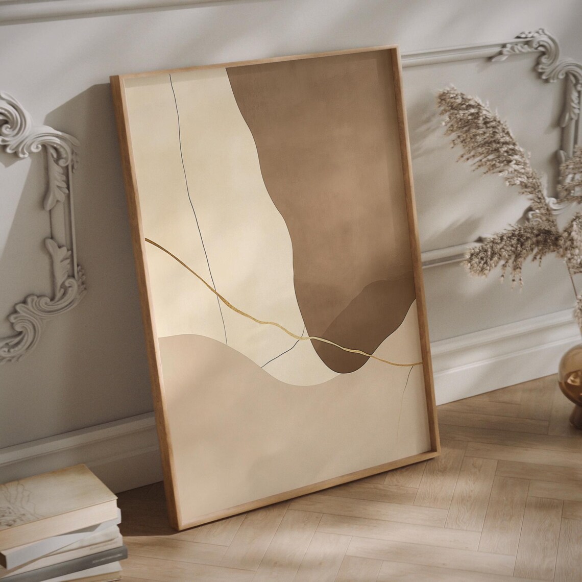 Golden Crack Abstract Earth Tone Minimalist Kintsugi Zen Art Poster - Image 3