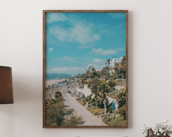 Santa Monica California Beach Palm Trees Pacific Coast Photo Poster
