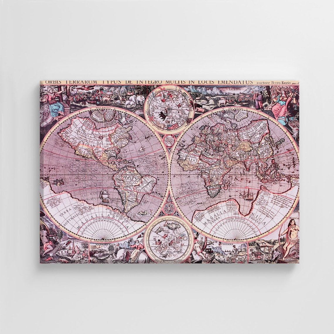Medieval Vintage World Map, Stylish Home Decoration