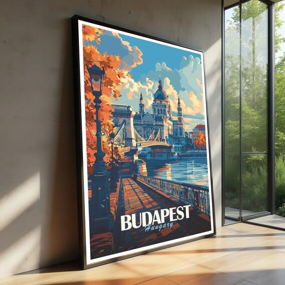 Budapest Cityscape Canvas Wall Art Hungarian Landmark Danube River View Autumn Urban Scene Travel Destination Decor