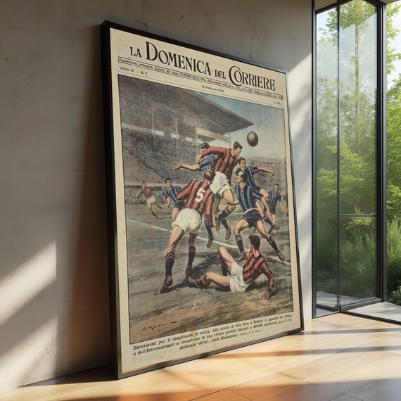 1949 Milan Inter Derby La Domenica del Corriere Soccer Poster
