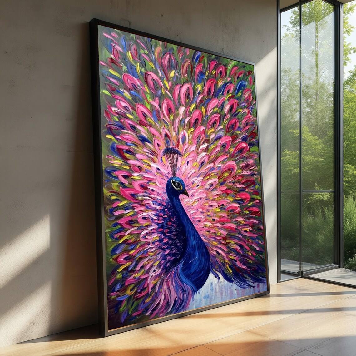 Majestic Peacock Abstract Bird Wall Art Print