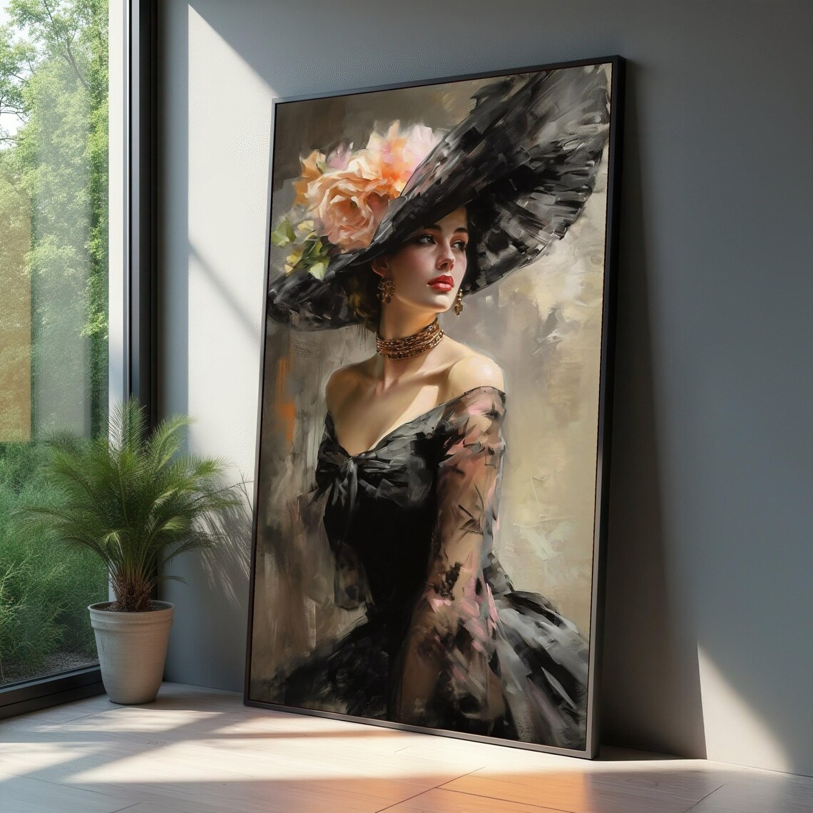 Elegant Woman Portrait, Vintage Fashion Poster