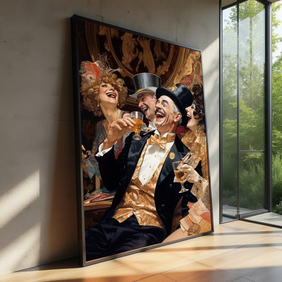 Vintage 1920s Celebration Canvas Roaring Twenties Party Scene Elegant Jazz Age Wall Art Retro Speakeasy Home Decor Laughter And Glamour