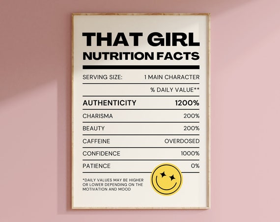 That Girl Nutrition Facts Label Funny Parody Quote Art Poster