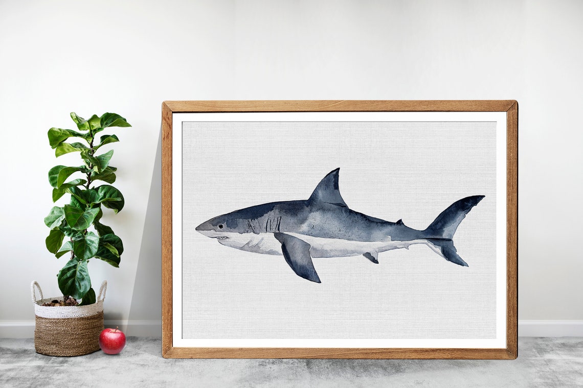 Great White Shark Nursery Decor Art Print - Image 3