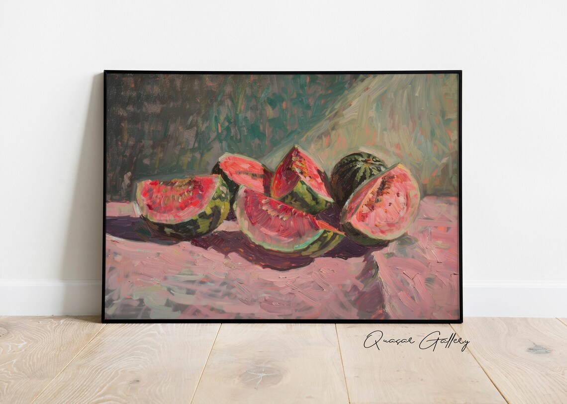 Watermelon Oil Painting, Country Kitchen Art Print - Image 3