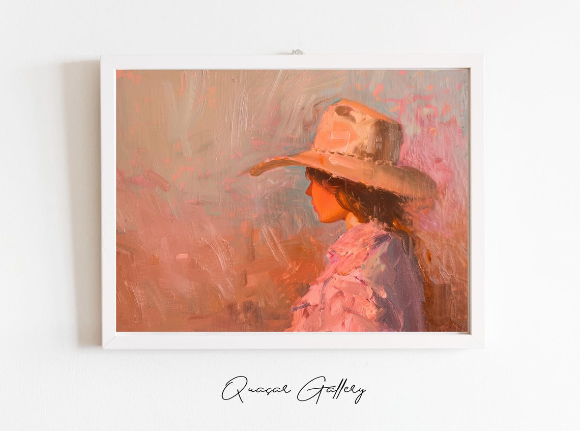 Cowgirl Oil Painting, Western Wall Art Print - Image 3