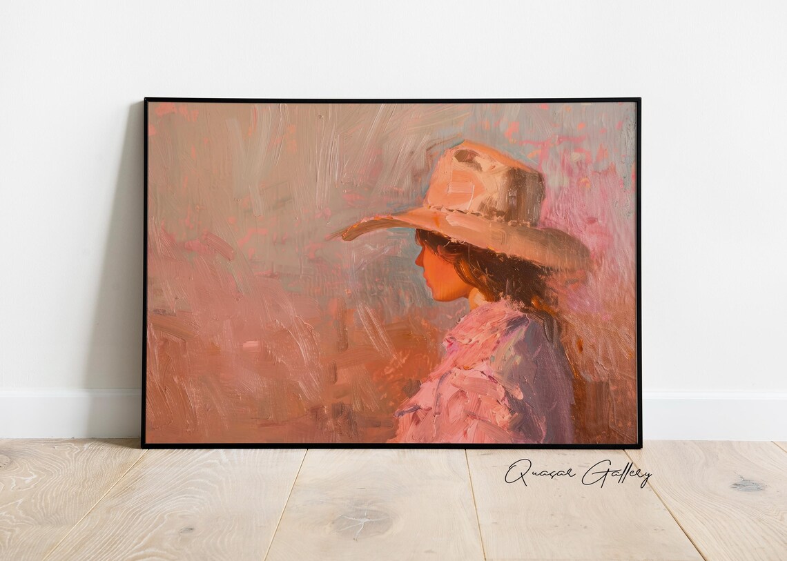 Cowgirl Oil Painting, Western Wall Art Print - Image 4