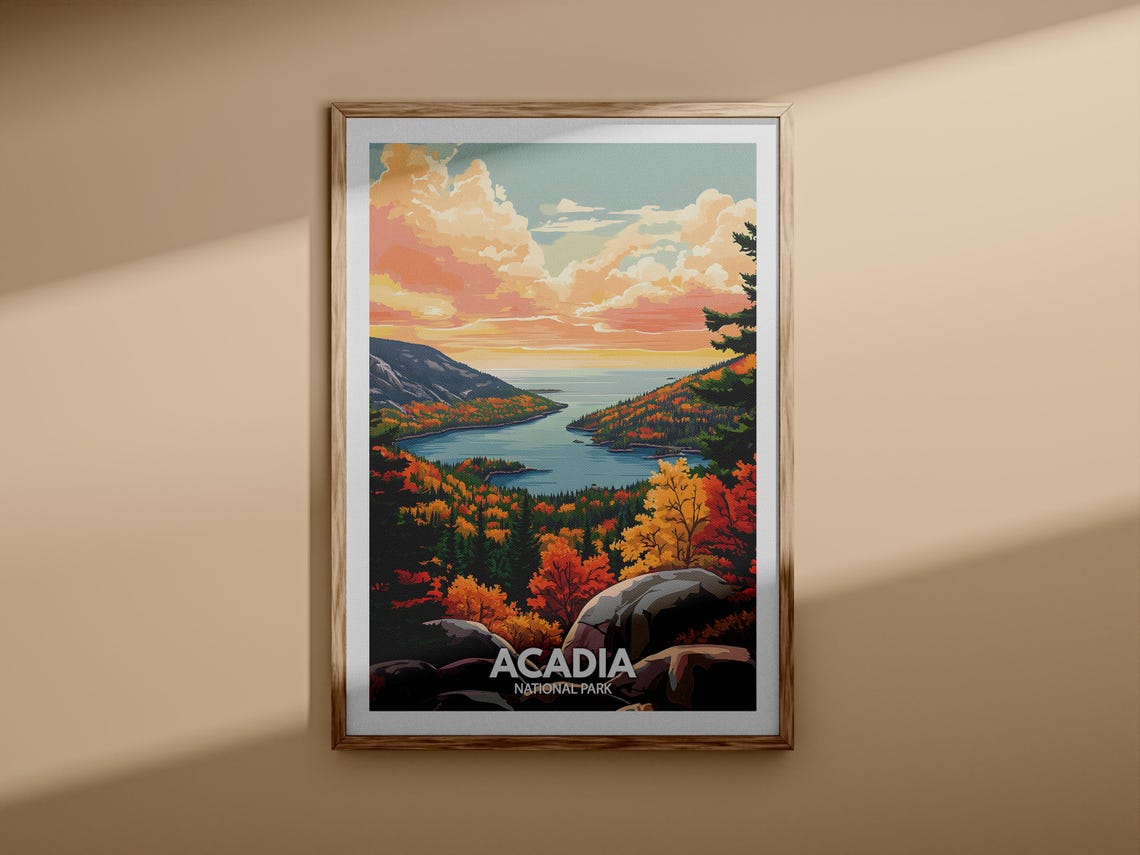 Acadia Print Acadia National Park Poster United States National Parks Art United States Travel Poster Nature Prints - Image 3