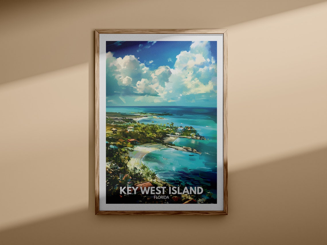 Key West Island Florida Aerial Beach Coast Turquoise Water Poster - Image 3