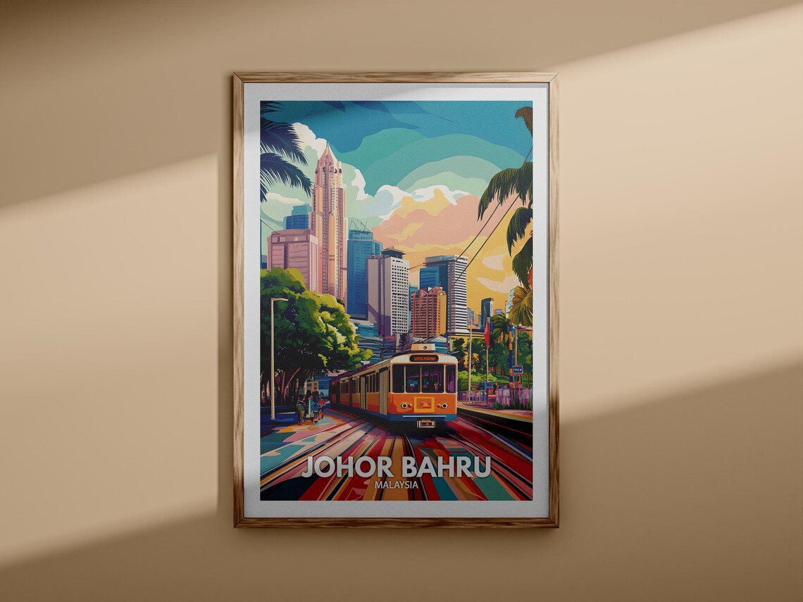 Johor Bahru Print Johor Bahru Travel Poster Malaysia Wall Art Print Malaysia Home Decor Travel Wall Art Decor Unique City Poster - Image 3