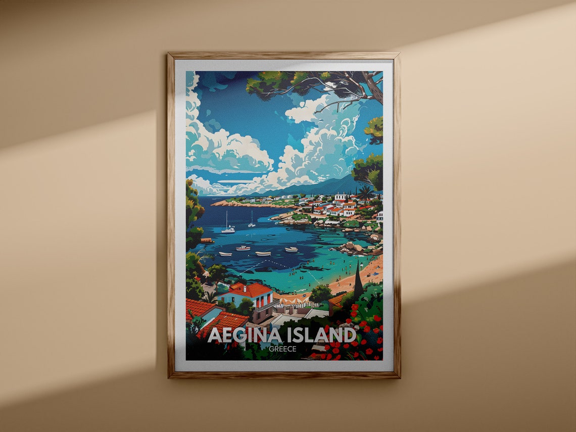 Aegina Island Print Aegina Island Travel Poster Greece Travel Wall Art Print Housewarming Gift City Wall Decor Poster Art Gifts - Image 3