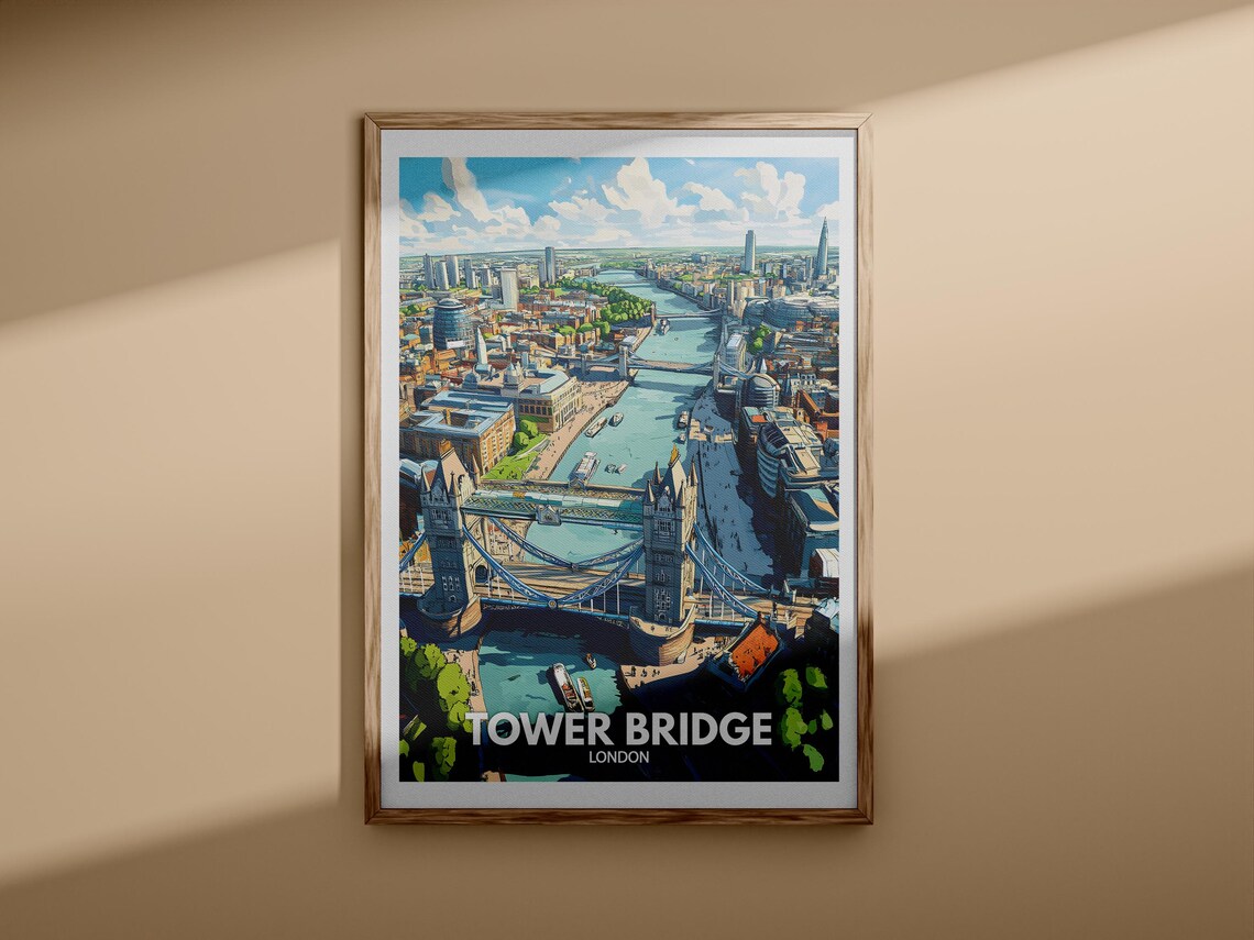Tower Bridge City Print Tower Bridge Travel Poster London Wall Art Print London Home Decor Travel Wall Poster Unique City Print - Image 3