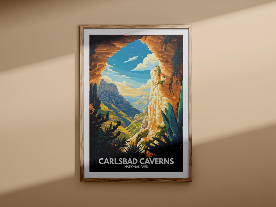 Carlsbad Coverns Print Carlsbad Coverns National Park Poster United States National Parks United States Travel Poster Nature Prints - Image 3