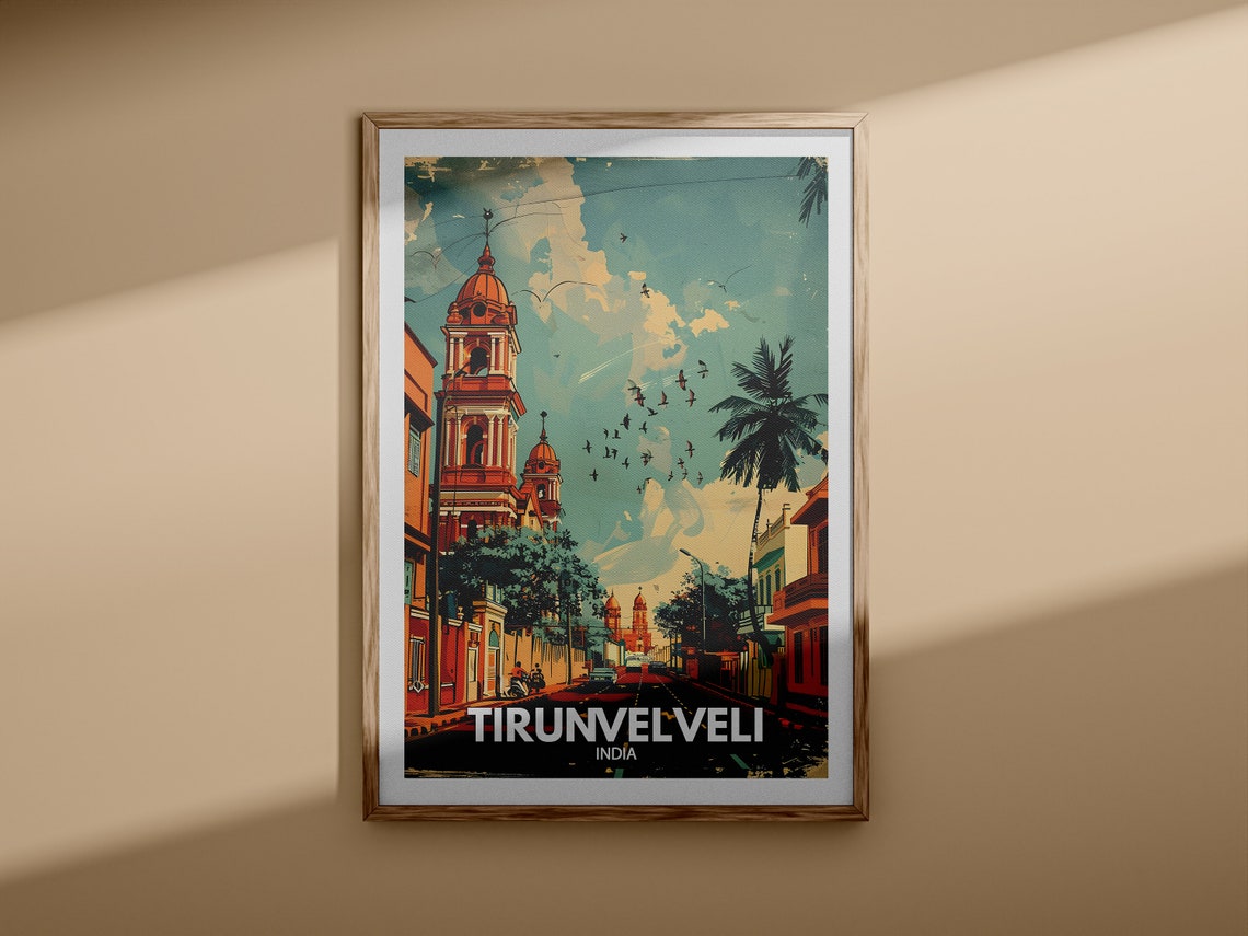 Tirunelveli India Temple Town Retro Street Vintage Travel Poster - Image 3