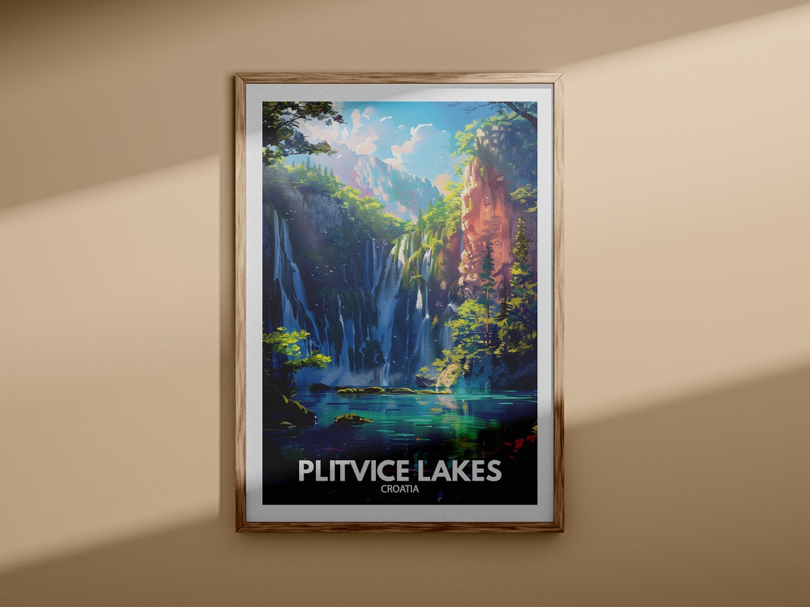Plitvice Lakes Croatia National Park Waterfall Gorge Travel Poster - Image 3