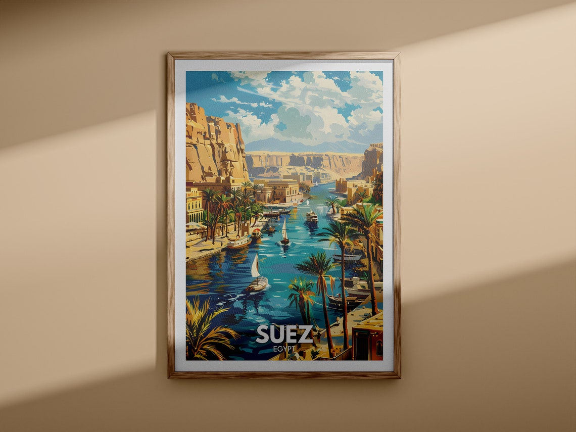 Suez Egypt Canal Felucca Boats Vintage Travel Poster Artwork - Image 3