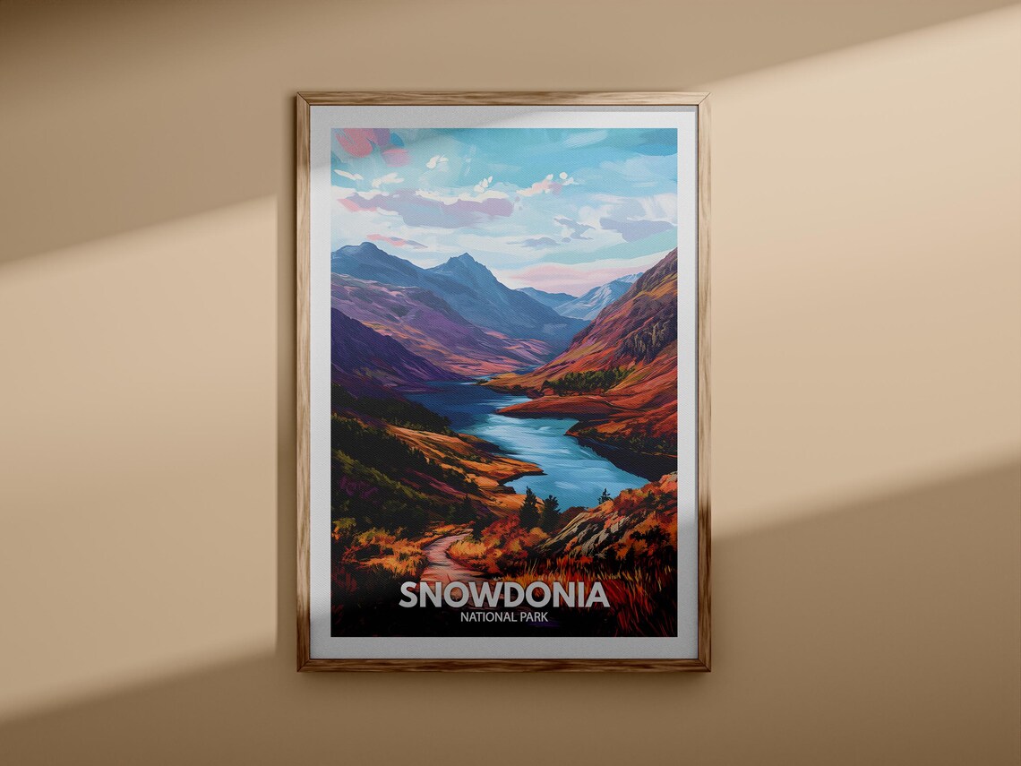 Snowdonia National Park Autumn Mountain Lake Landscape Poster - Image 3
