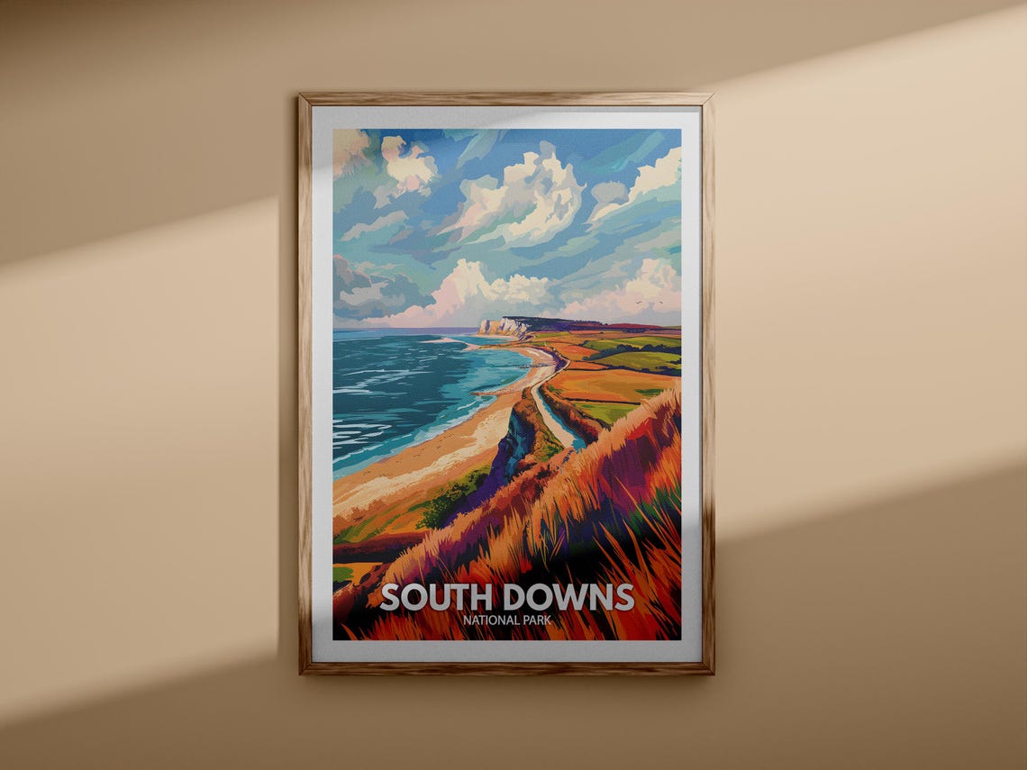 South Downs National Park England Chalk Cliffs Travel Poster - Image 3