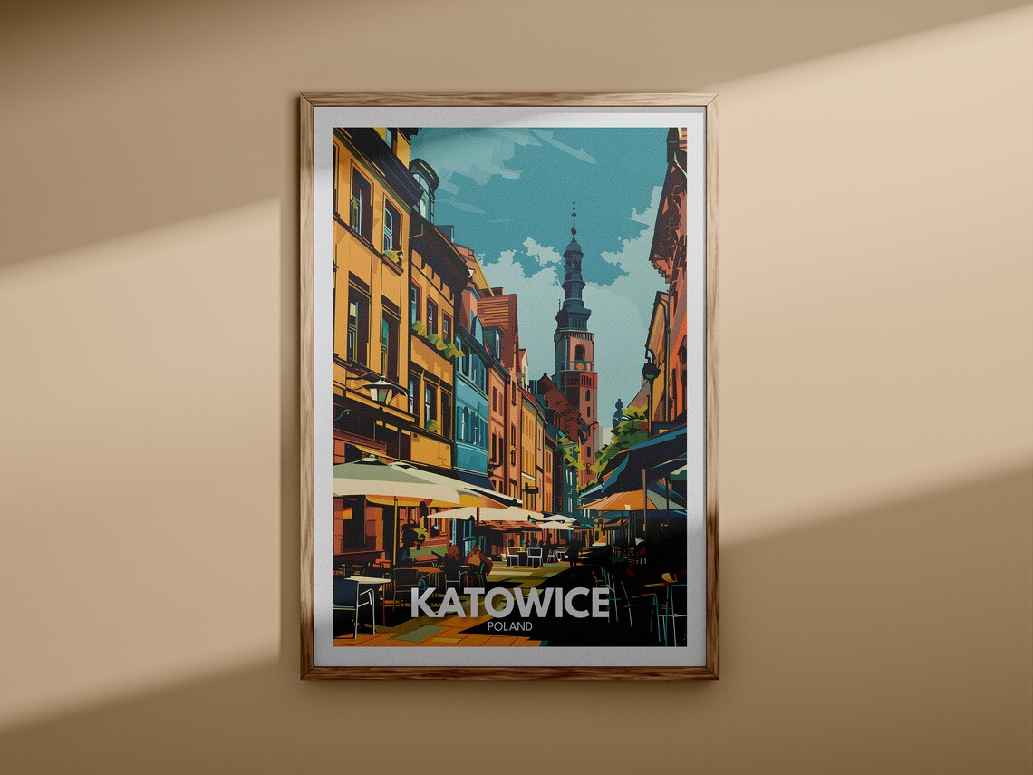 Katowice Poland Historic Old Town Street Vintage Travel Poster - Image 3
