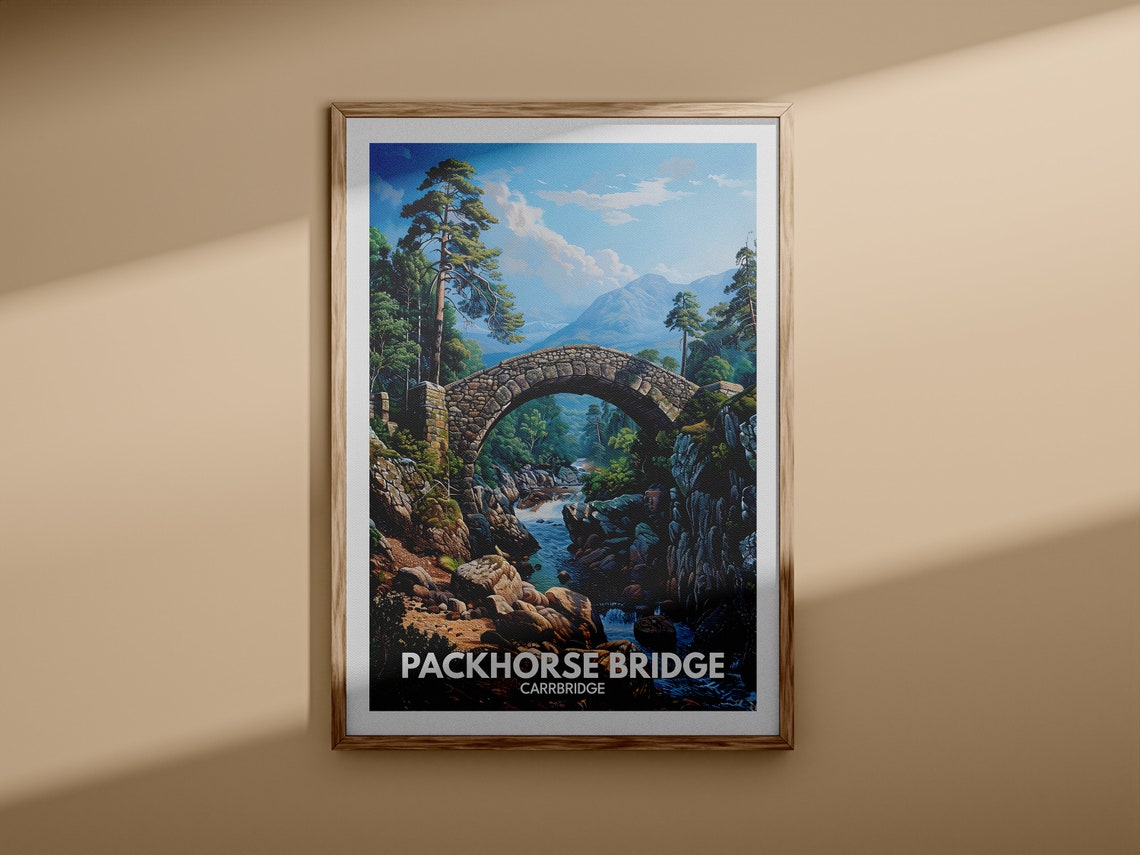 Packhorse Bridge Carrbridge Stone Arch Bridge Scotland Travel Poster - Image 3