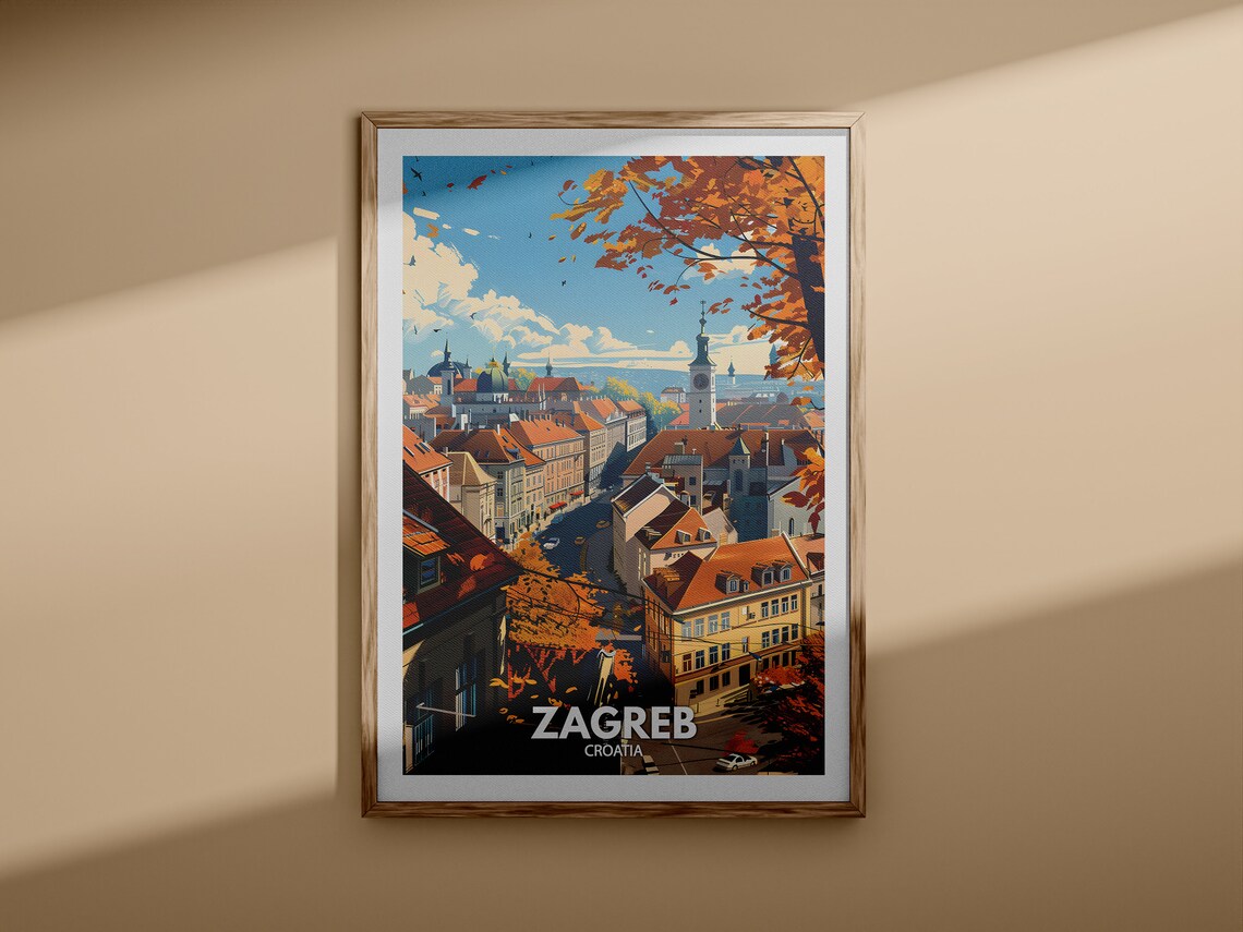 Zagreb Art Print Zagreb Travel Poster Croatia Wall Art Print Croatia Home Decor Travel Wall Art Decor Unique City Poster - Image 3
