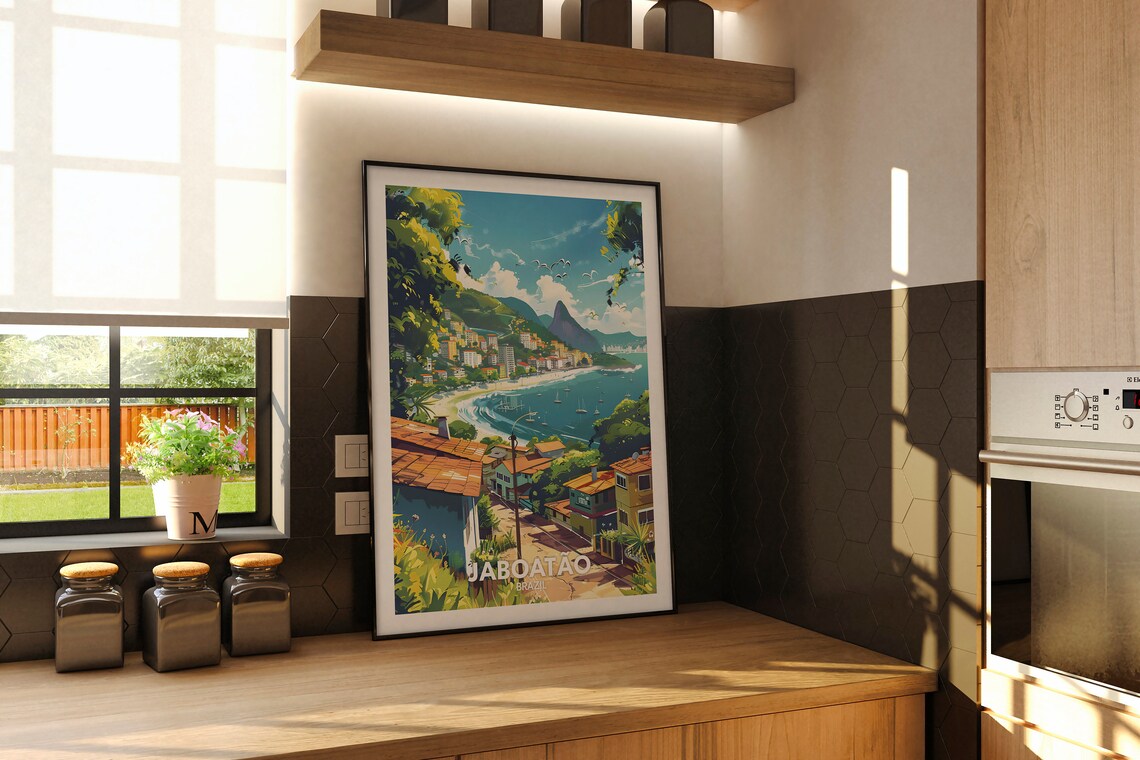 Jaboatao Brazil Tropical Bay Town Coastline Retro Travel Poster - Image 2