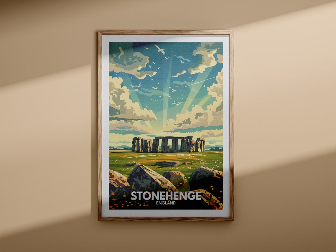 Stonehenge England Sunbeam Prehistoric Monument Travel Poster - Image 3
