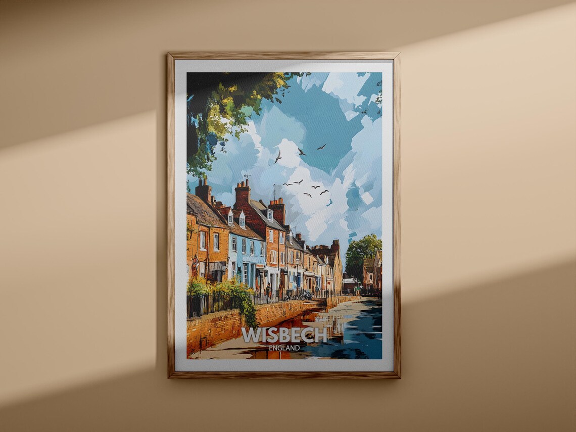 Wisbech England Riverside Georgian Houses Boats Vintage Travel Poster - Image 3