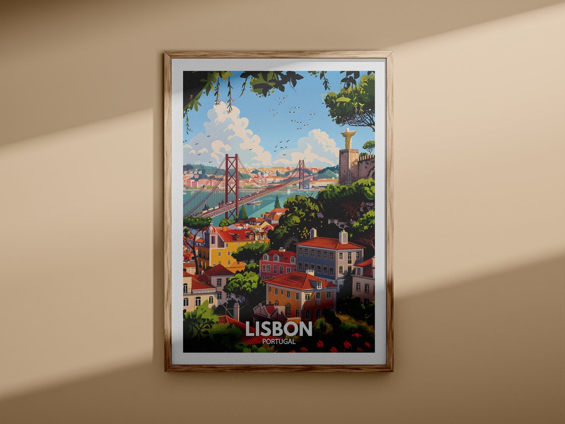 Lisbon City Print Lisbon Travel Poster Portugal Wall Art Print Portugal Home Decor Travel Wall Art Decor Unique City Poster - Image 3