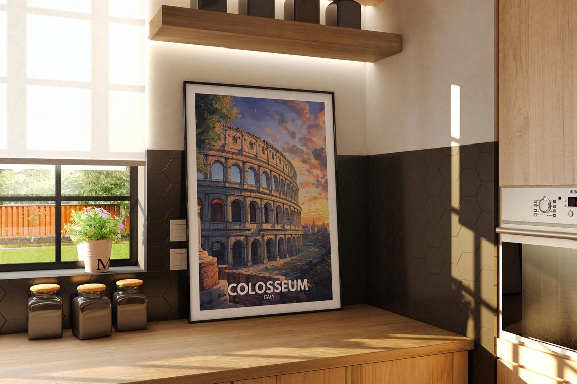 Colosseum Print Colosseum Travel Poster Italy Wall Art Print Italy Home Decor Travel Wall Art Poster Unique City Print - Image 2
