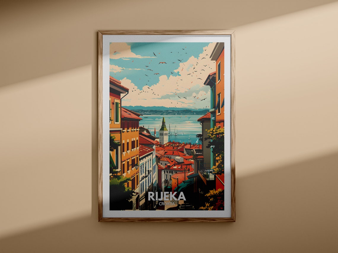 Rijeka Croatia Adriatic Coast Red Roofs Vintage Travel Poster - Image 3