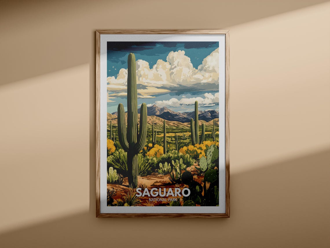 Saguaro Print Saguaro National Park Poster United States National Parks Art United States Travel Poster Nature Prints - Image 3