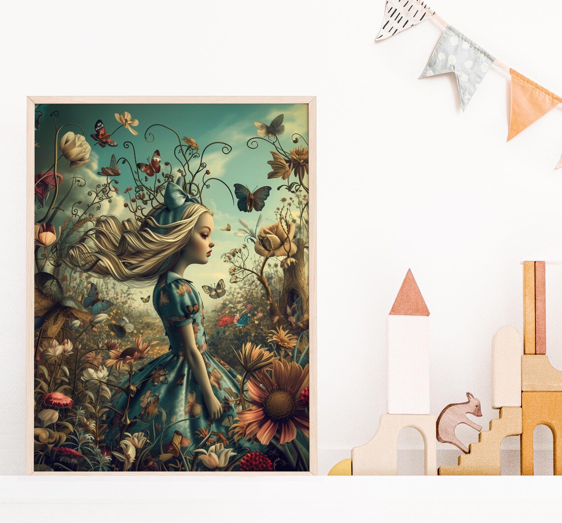 Alice In Wonderland Wildflower Art Print, Nursery Decor - Image 4